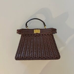 Fendi Peekaboo Woven Brown Small Handbag Minimalist Quiet Luxury